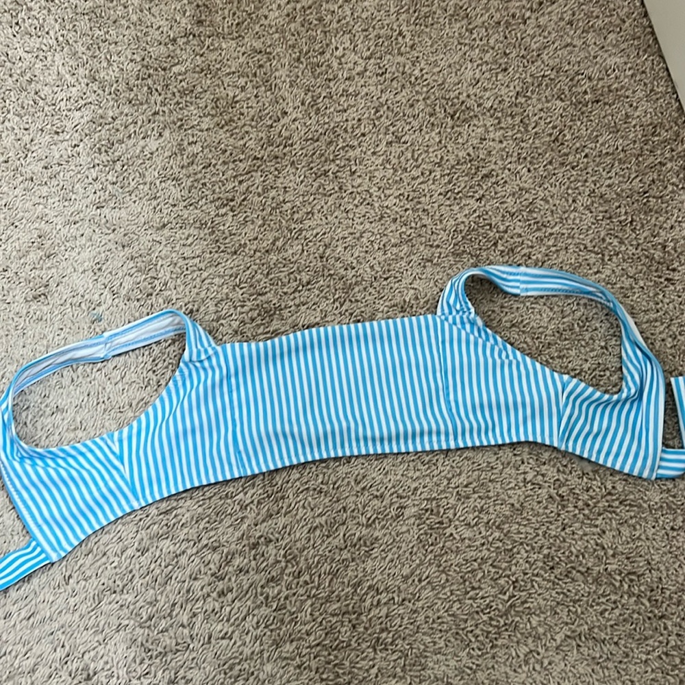 Women’s Blue and White Striped Swim Top NWOT